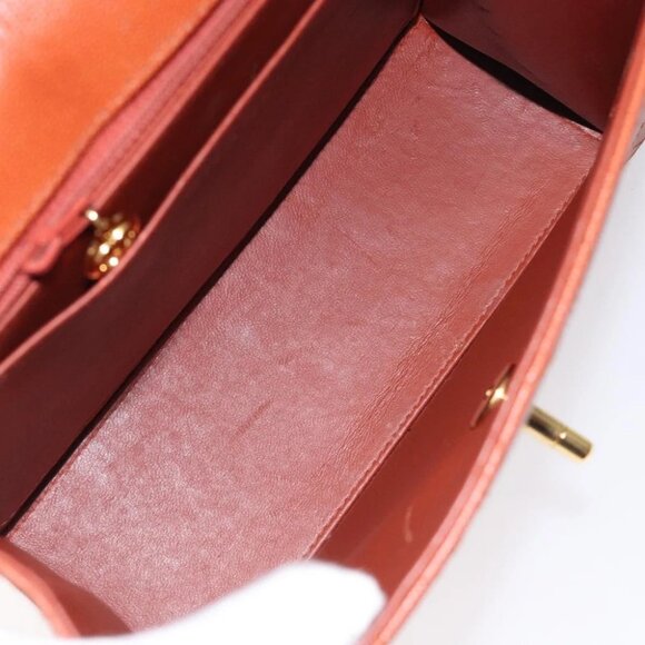 CHANEL Matelasse Hand Bag Grained Calf Skin Brown Gold CC Auth 130197 - Picture 2 of 14